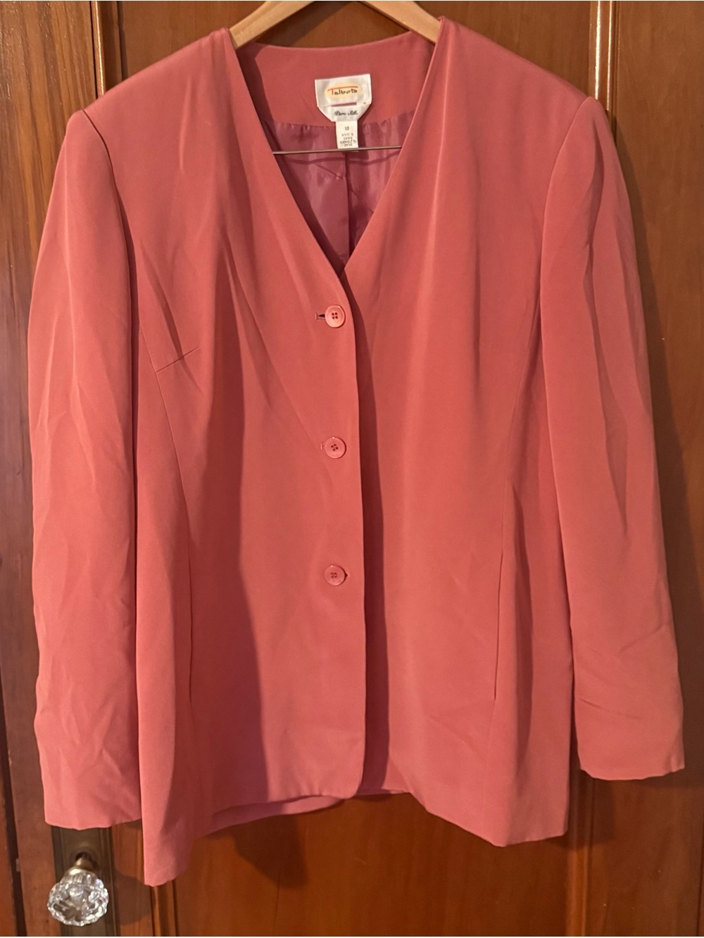 Vintage Talbots 100% Silk Dusty Rose Mauve Long Sleeve Blazer/Jacket Women’s 10